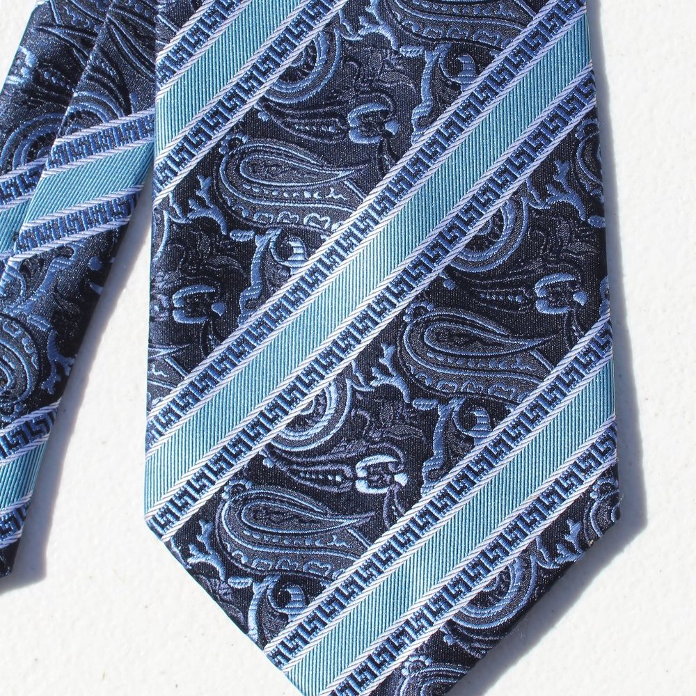 Men's Blue Striped Neck Tie by Brand Q